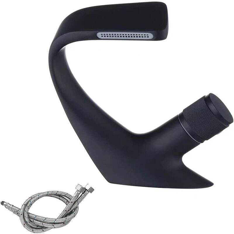 Waschbecken Wasserhahn mattschwarz Waschbecken Wasserhahn, moderner Wasserfall Badezimmer Wasserhahn, Einloch-Waschtischarmatur, Warm- und