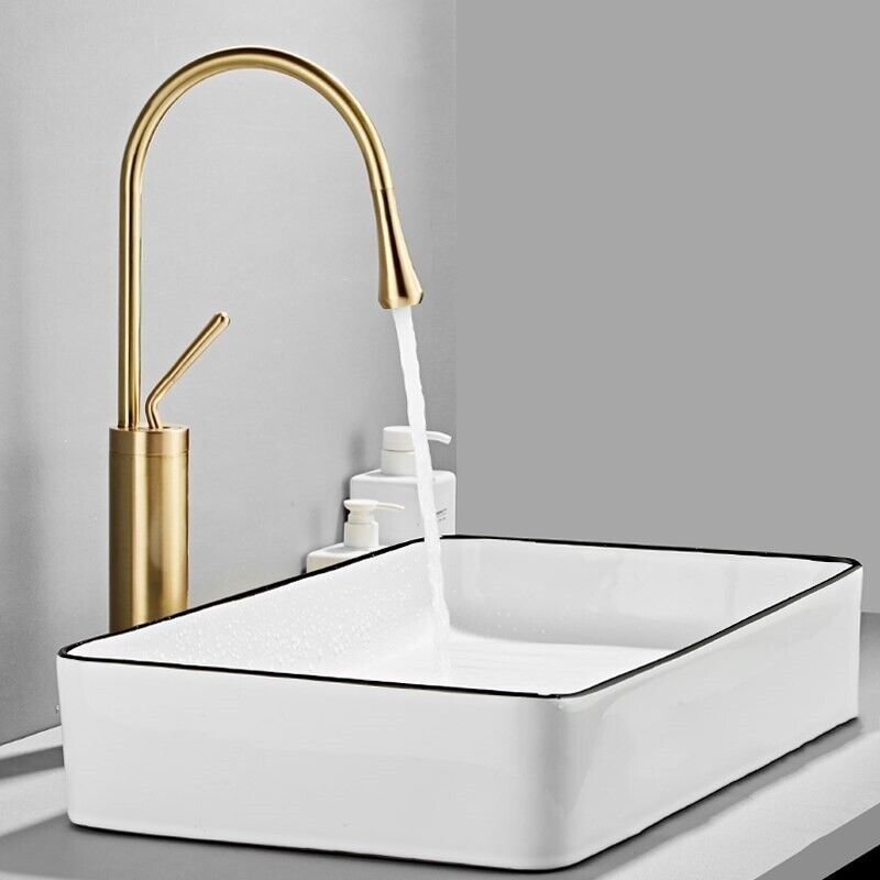 Badezimmerarmatur Gold Marmor Waschbecken Wasserhahn Heiß und Kalt Waschbecken Wasserhahn Messing Wasserhahn Küchenarmatur Schwenkbarer Waschbecken
