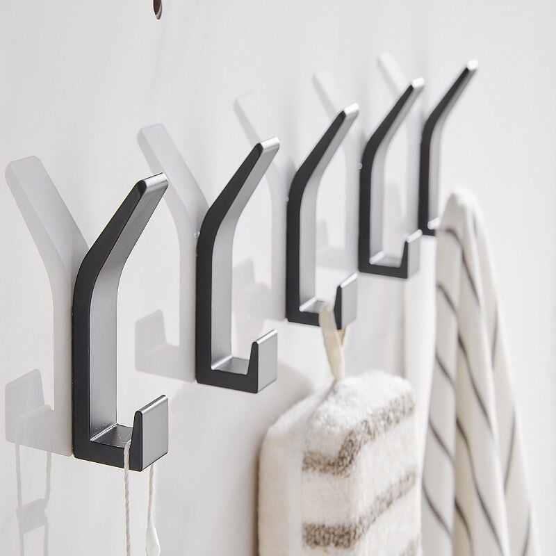 Badezimmerhaken, 5 Stück, schwarz, doppelter Handtuchhaken, Badezimmerhaken, Kleiderhaken, Huthaken, Schlafzimmer, Wohnzimmer, Küchenzubehör