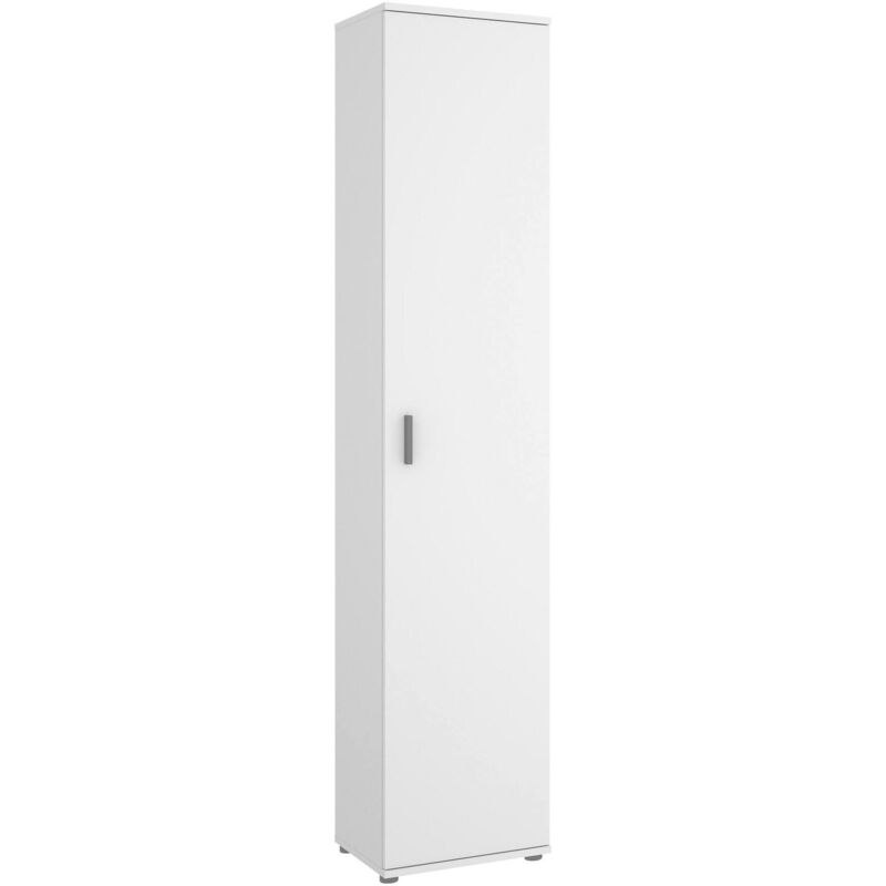 Dmora - Mehrzweck-Kleiderschrank Dfuzat, Multifunktionaler Besenhalterschrank, Hoher Mehrzweck-Kleiderschrank mit 1 Tür, 39 x 35 x 190 cm, Weiß