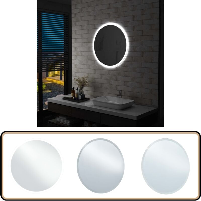 Badezimmerspiegel mit led 70 cm - LED-Spiegel - Badezimmer Spiegel - Rund - Silberner Spiegel - Spiegelschrank