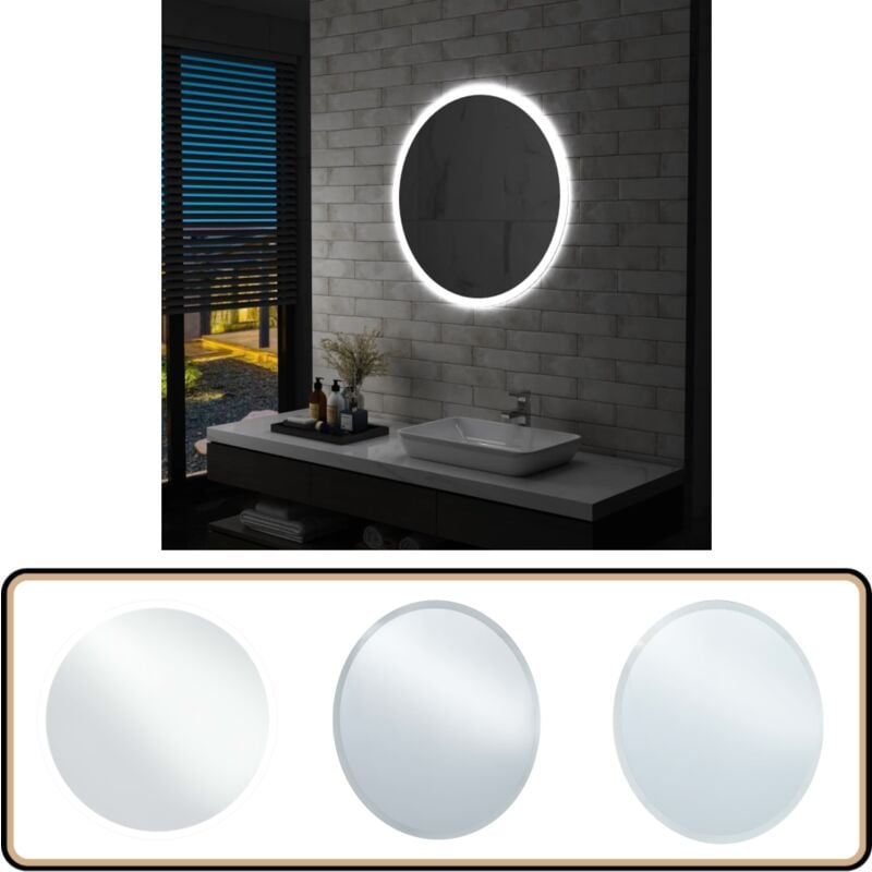 Vidaxl - Badezimmerspiegel mit led 80 cm - LED-Spiegel - Badezimmer Spiegel - Rund - Silberner Spiegel - Spiegelschrank