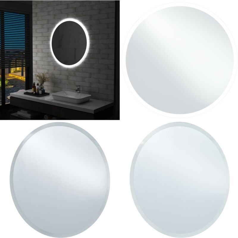 Vidaxl - Badezimmerspiegel mit led 80 cm - LED-Spiegel - Badezimmer Spiegel - Rund - Silberner Spiegel - Spiegelschrank - Home & Living