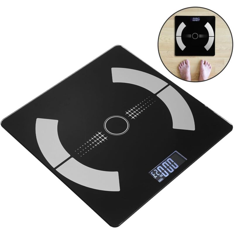 Badezimmerwaage, Personenwaage, Smarte Personenwaage mit Körperanalyse, Impedanzwaage mit 12 Körperdaten (BMI/Fettanteil/Knochenmasse/BMR/Muskelmasse)