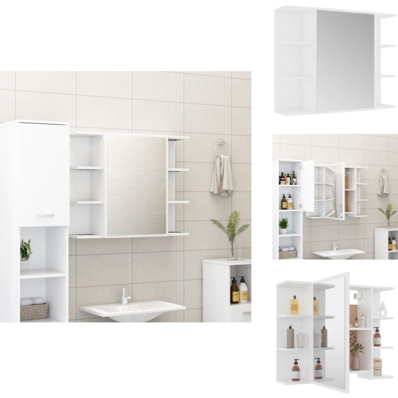Bad-Spiegelschrank Weiß 80x20,5x64 cm Holzwerkstoff - Badezimmermöbel - Spiegelschrank - Holzwerkstoff - Weißer Spiegelschrank - Aufbewahrung Im