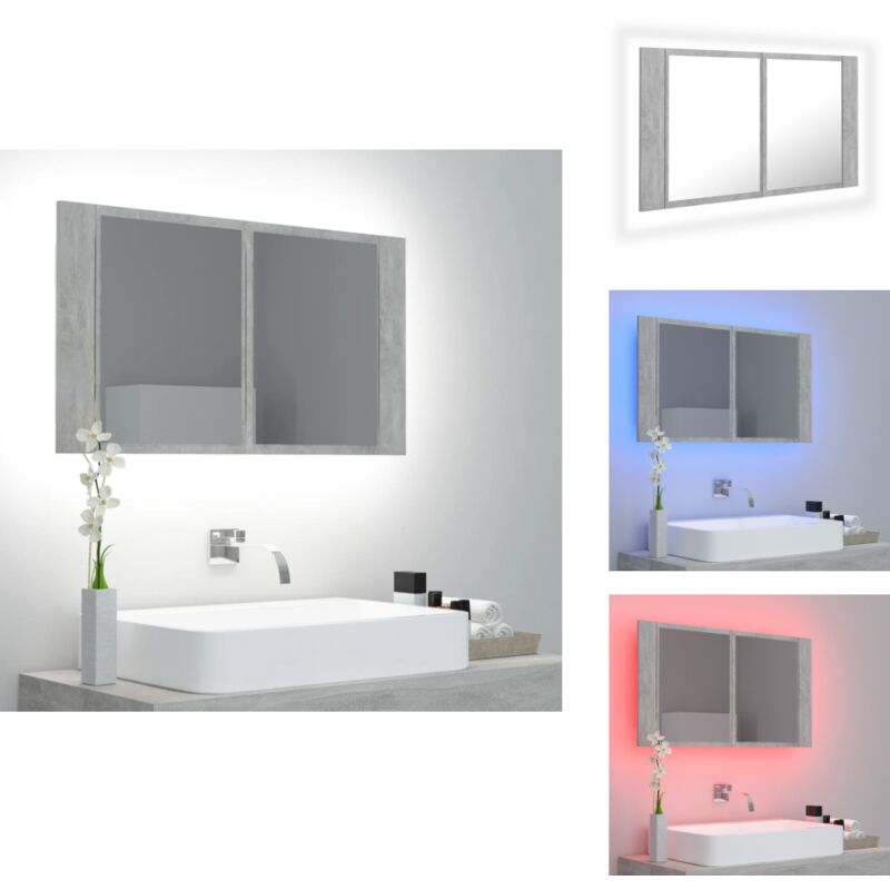 Vidaxl - LED-Bad-Spiegelschrank Betongrau 80x12x45 cm Acryl - LED-Spiegelschrank - Badezimmerspiegel - Betonoptik - rgb Beleuchtung