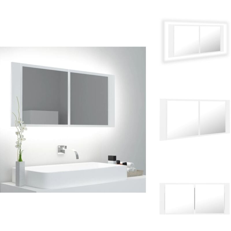 Vidaxl - LED-Bad-Spiegelschrank Weiß 100x12x45 cm Acryl - LED-Spiegelschrank - Badezimmerspiegel - rgb Beleuchtung - Armaturerschrank