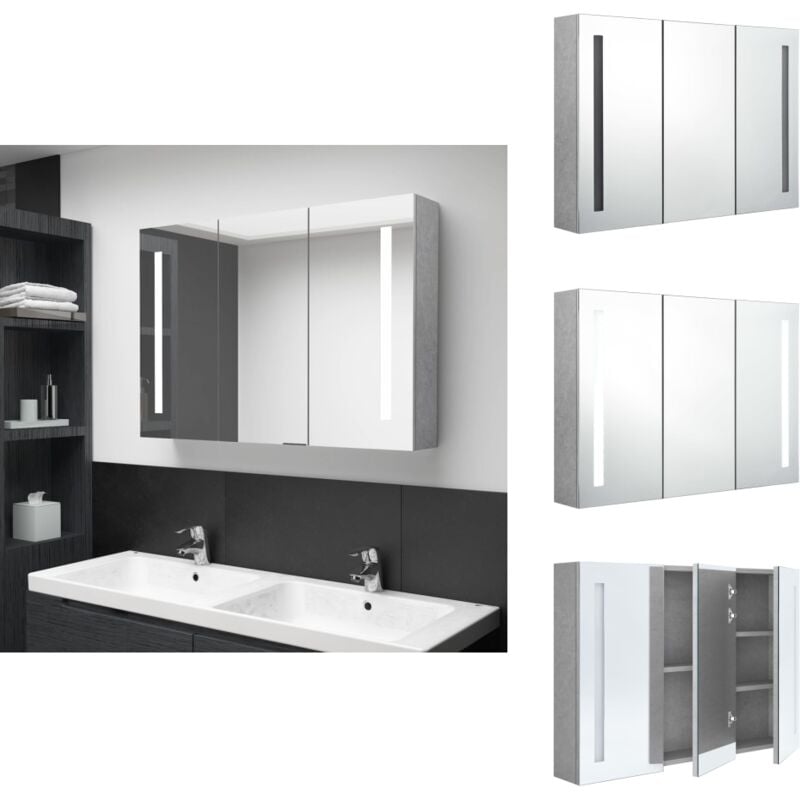 Vidaxl - LED-Spiegelschrank fürs Bad Betongrau 89x14x62 cm - LED-Spiegelschrank - Badezimmermöbel - Betonlook - Spiegelschrank Mit Beleuchtung