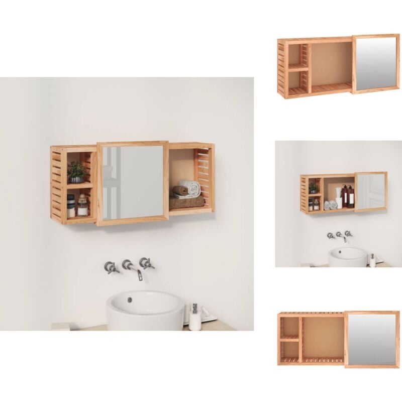 Vidaxl - Spiegelschrank 80x17x34 cm Massivholz Nussbaum - Holzschrank - Badezimmermöbel - Spiegelschrank - Nussbaumholzmöbel - Waschtischunterschrank
