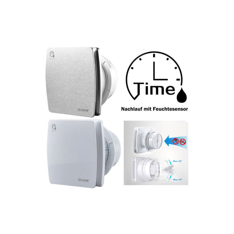 Xiiw - Badlüfter 100mm mit Rückstauklappe und timer, Badezimmerlüfter Wohnraumlüfter Bad Lüfter Abluftventilator, leiser Betrieb, für Bad und Küche,