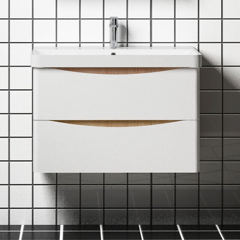 Badmöbel Set Unterschrank Geräuschlos Badezimmer Badmöbel Eiche Weiß Unterschrank mit Waschtisch 80 cm