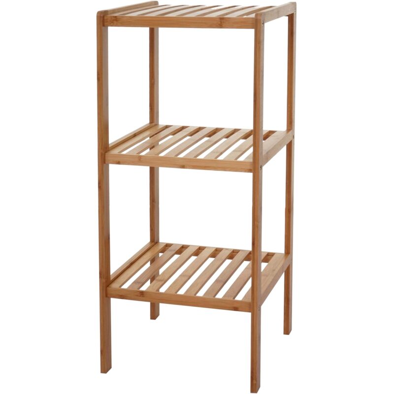 Badregal HHG 550, Badezimmer Badschrank Standregal, Bambus 80x34x33cm