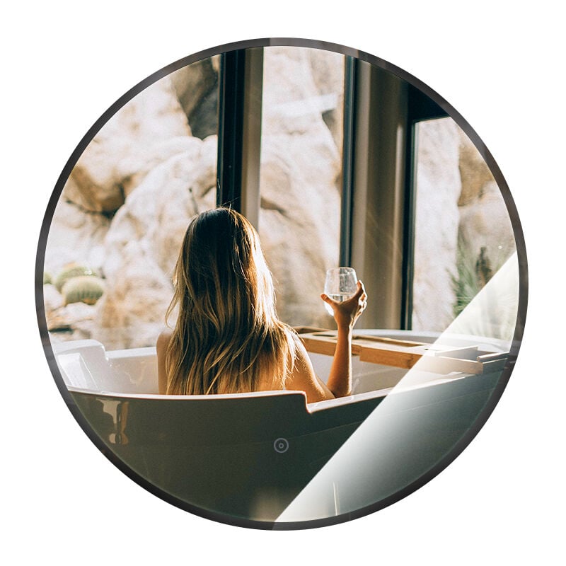 Haloyo - Badspiegel Rund mit Beleuchtung, 70cm Runder led Badspiegel mit Touch-Schalter, badezimmerspiegel mit Beleuchtung Runder Spiegel Warmweiß