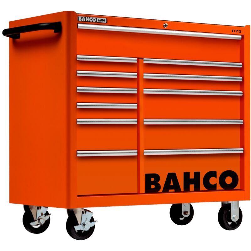 Bahco Classic Werkstattwagen 40 mit 2 Schubladenreihen, 12 Schubladen, orange, 1100 x 501 x 50 mm