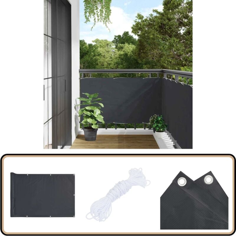 Vidaxl - Balkon-Sichtschutz Anthrazit 500x90 cm pvc - Balkon Sichtschutz - Terrassen Sichtschutz - uv Schutz - Wetterfest - pvc Beschichtung