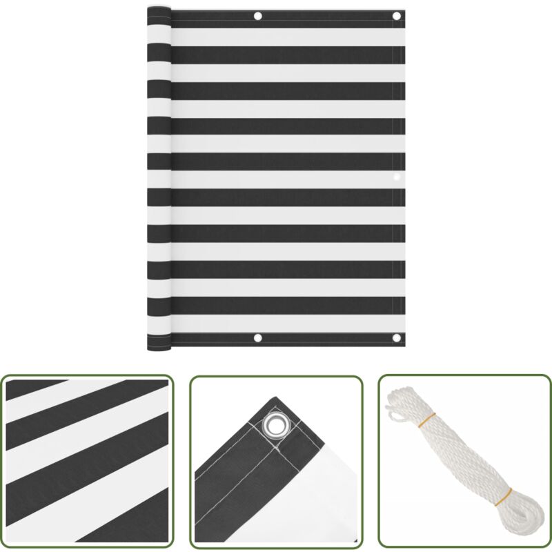 The Living Store Balkon-Sichtschutz Anthrazit und Weiß 120x500 cm Oxford-Gewebe - Balkon Sichtschutz - Windschutz Für Balkon - Privatsphäre Balkon