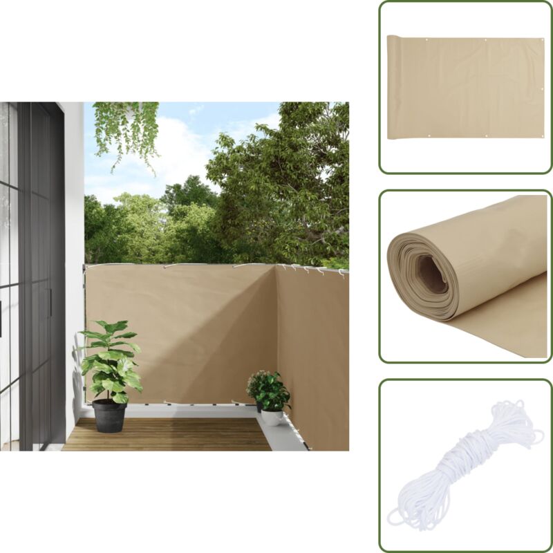 Vidaxl - Balkon-Sichtschutz Beige 120x300 cm Oxford-Gewebe - Balkon Sichtschutz - Windschutz Für Balkon - Wasserfestes Gewebe - uv Schutz