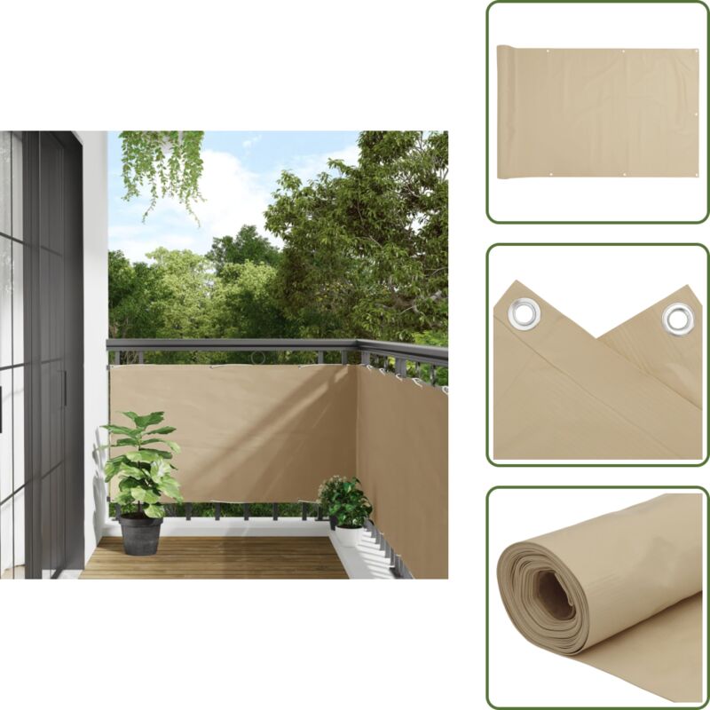 Vidaxl - Balkon-Sichtschutz Beige 75x500 cm Oxford-Gewebe - Balkon Sichtschutz - Windschutz - Wasserfest - uv Schutz - Oxford Gewebe