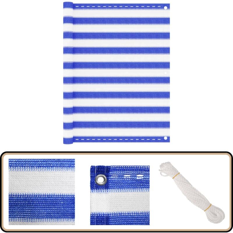 Vidaxl - Balkon-Sichtschutz Blau und Weiß 120x500 cm hdpe - Balkon Sichtschutz - hdpe Sichtschutz - Windsack - Wasserdichter Sichtschutz - uv