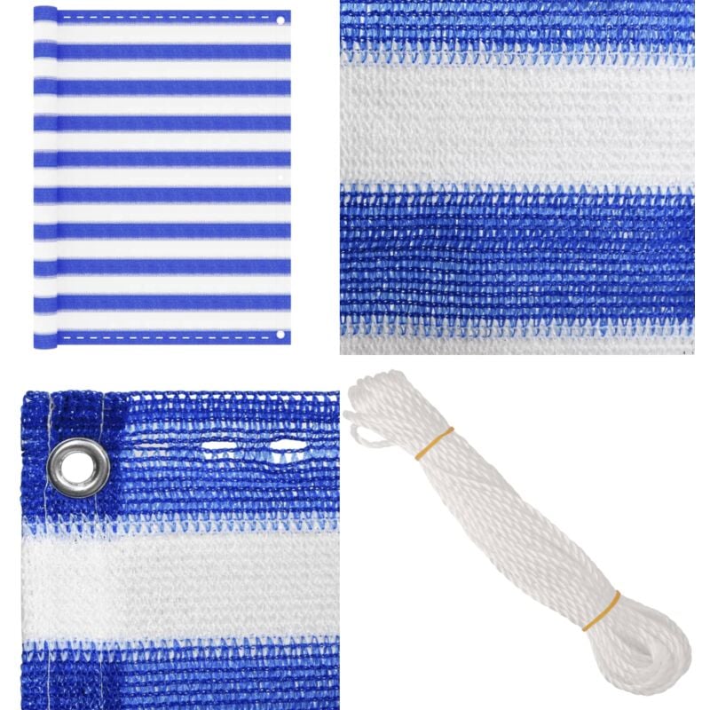Vidaxl - Balkon-Sichtschutz Blau und Weiß 120x500 cm hdpe - Balkon Sichtschutz - hdpe Sichtschutz - Windsack - Wasserdichter Sichtschutz - uv