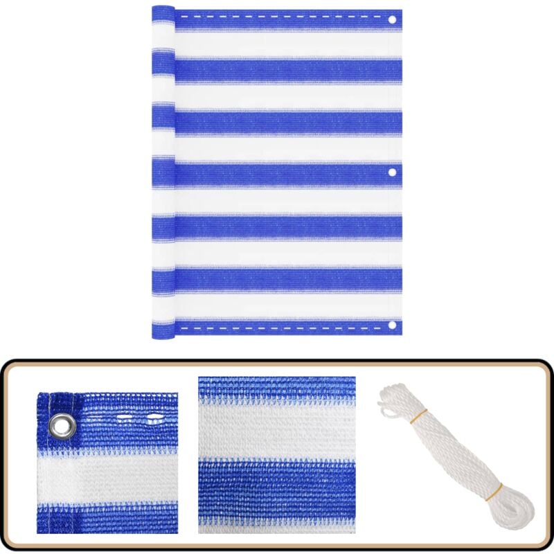 Vidaxl - Balkon-Sichtschutz Blau und Weiß 75x500 cm hdpe - Balkon Sichtschutz - hdpe Sichtschutz - Windsack - Wetterschutz - uv Beständig