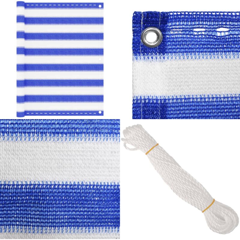 Vidaxl - Balkon-Sichtschutz Blau und Weiß 90x400 cm hdpe - Balkon Sichtschutz - hdpe Sichtschutz - Windsack - Wasserdichter Sichtschutz - uv