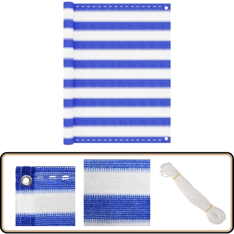 Vidaxl - Balkon-Sichtschutz Blau und Weiß 90x500 cm hdpe - Balkon Sichtschutz - hdpe Sichtschutz - Windsichtsschutz - Wasserschutz - UV-Schutz