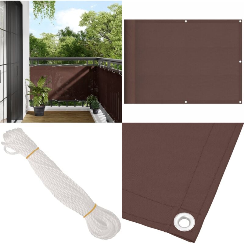 Balkon-Sichtschutz Braun 75x700 cm 100 % Polyester-Oxford - Balkon Sichtschutz - Sonnenschutz Balkon - Sichtschutzwand - Windschutz Balkon