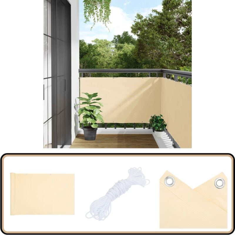 Vidaxl - Balkon-Sichtschutz Creme 400x90 cm pvc - Balkon Sichtschutz - pvc Sichtschutz - Wetterfest - uv Schutz - Gardinenvorhang