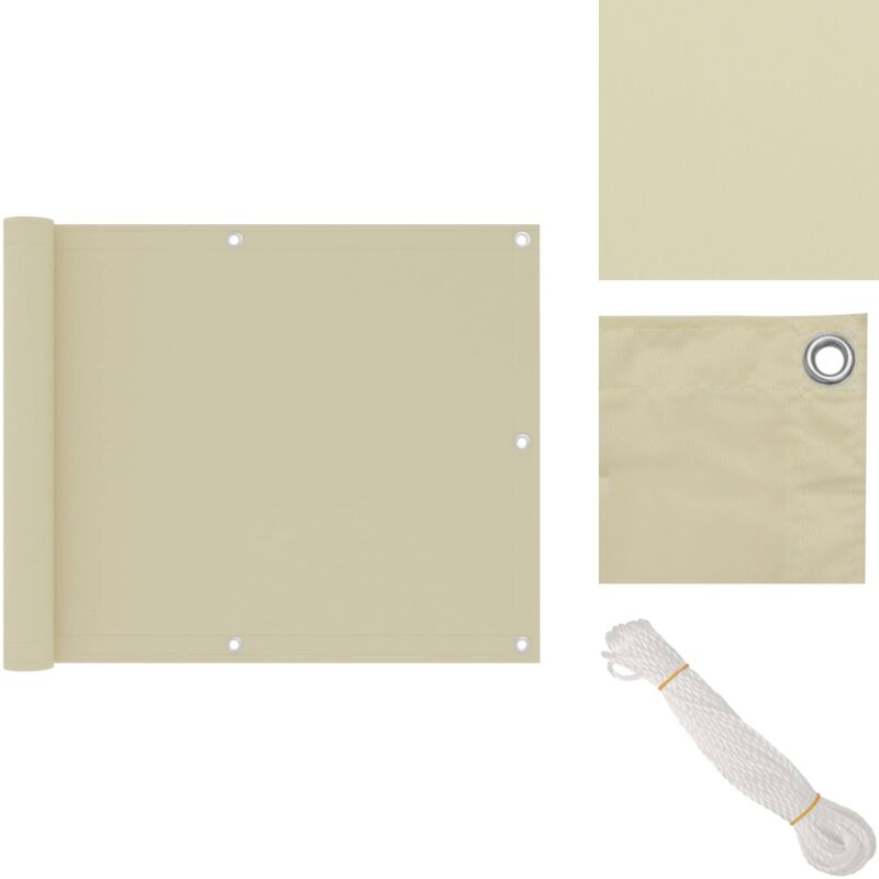 Vidaxl - Balkon-Sichtschutz Creme 75x300 cm Oxford-Gewebe - Balkon Sichtschutz - Windschutz - Wasserfest - uv Schutz - Oxford Gewebe