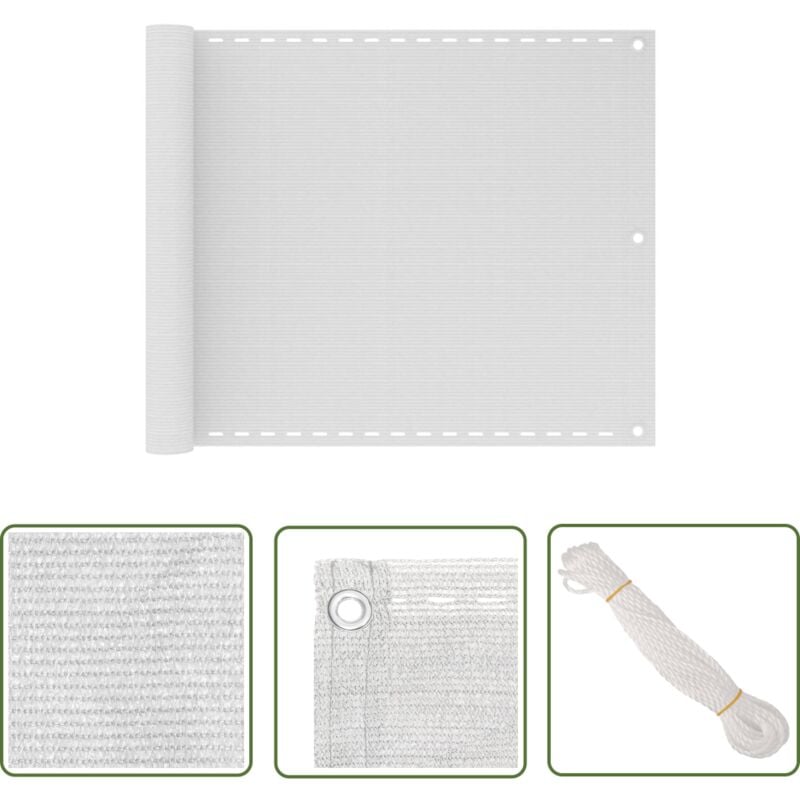 Inlife - The Living Store Balkon-Sichtschutz Weiß 75x300 cm hdpe - Balkon Sichtschutz - hdpe - Weißer Sonnenschutz - Winddurchlässiger Schirm