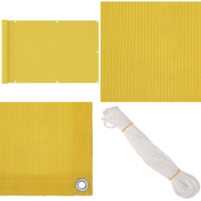 Balkon-Sichtschutz Gelb 90x400 cm hdpe - Balkon Sichtschutz - hdpe - Gelber Sonnenschutz - Balkon Markise - Winddurchlässiger Schirms - Home & Living