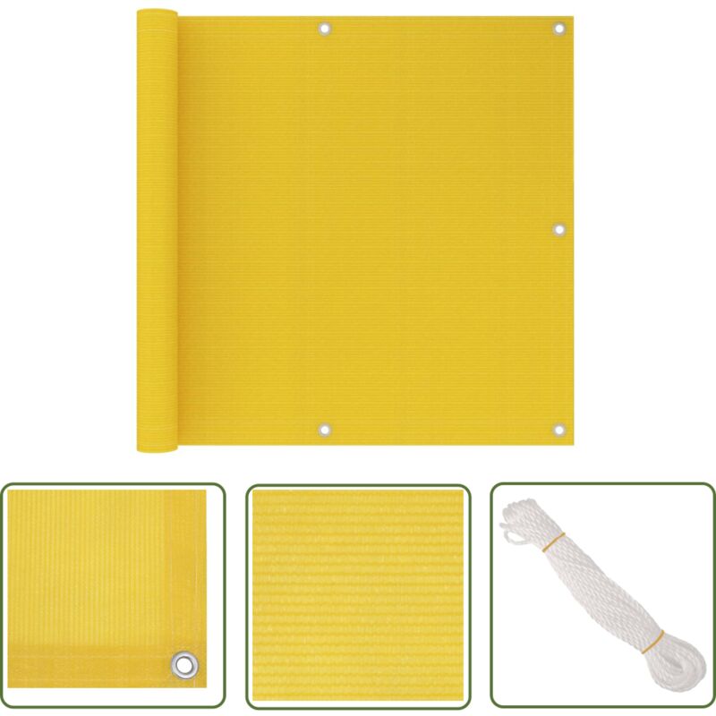 Longziming - The Living Store Balkon-Sichtschutz Gelb 90x500 cm hdpe - Balkon Sichtschutz - Gelber Balkonvorhang - hdpe Sichtschutz - Windsack Für