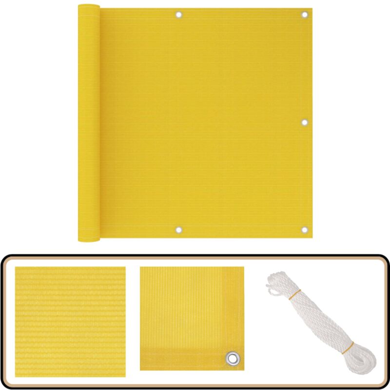 Vidaxl - Balkon-Sichtschutz Gelb 90x600 cm hdpe - Balkon Sichtschutz - hdpe Sichtschutz - Gelber Balkon Schirm - Windsichtbarer Sichtschutz - uv