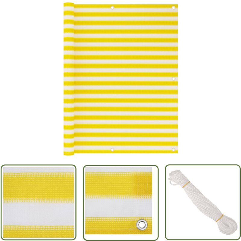 Longziming - The Living Store Balkon-Sichtschutz Gelb und Weiß 120x600 cm hdpe - Balkon Sichtschutz - hdpe Sichtschutz - Gelber Balkon Schirm