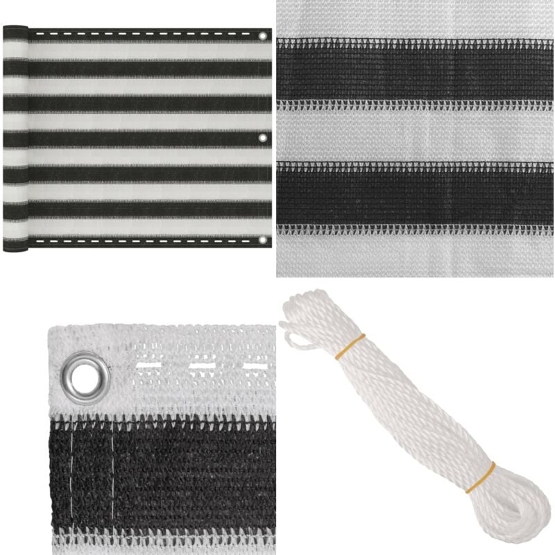 Balkon-Sichtschutz HDPE 75x500 cm Anthrazit und Weiß - Balkon Sichtschutz - HDPE Sichtschutz - Sonnenschutz Balkon - Balkonscreening - Windschild Für
