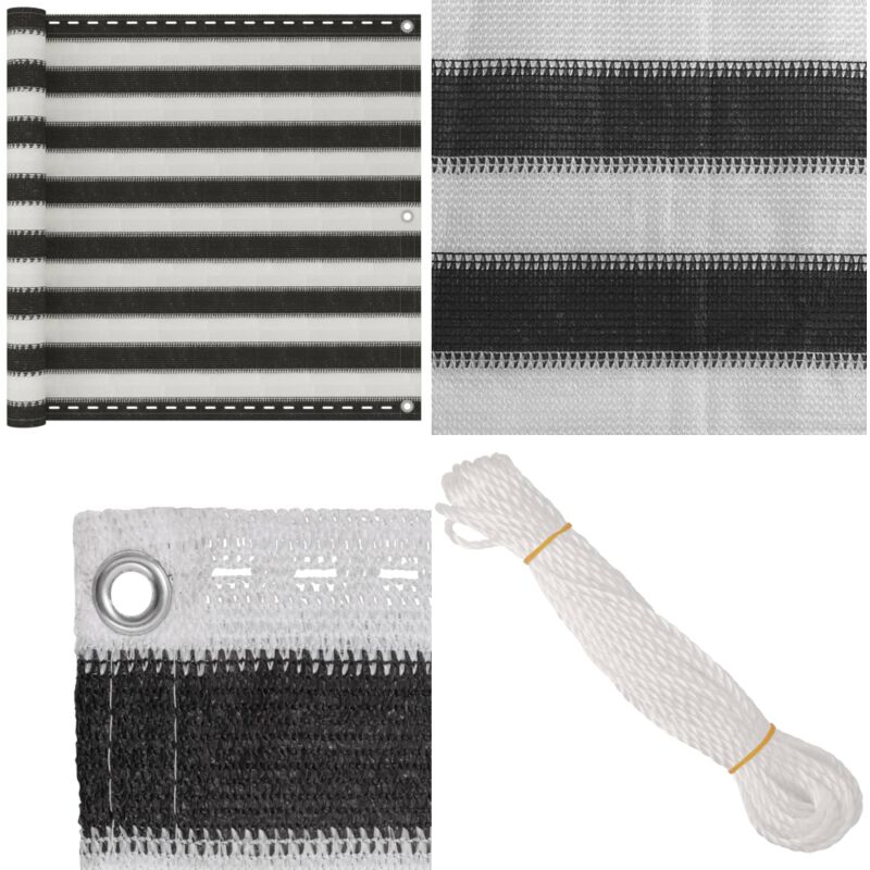 Balkon-Sichtschutz HDPE 90x500 cm Anthrazit und Weiß - Balkon Sichtschutz - HDPE Sonnenschutz - Balkongardine - Windsack - UV Schutz - Home & Living