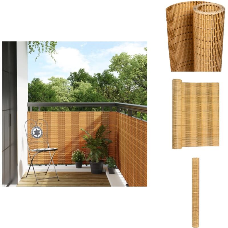 Balkon-Sichtschutz Hellbraun 400x80 cm Poly Rattan - Balkon Sichtschutz - Sichtschutz Für Balkon - Sonnenschutz Balkon - pvc Sichtschutz - Wetterfest
