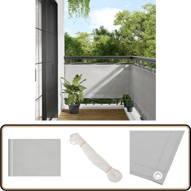 Vidaxl - Balkon-Sichtschutz Hellgrau 75x300 cm 100 % Polyester-Oxford - Balkon Sichtschutz - Privatsphäre Schützen - Windschutz - Staubschutz
