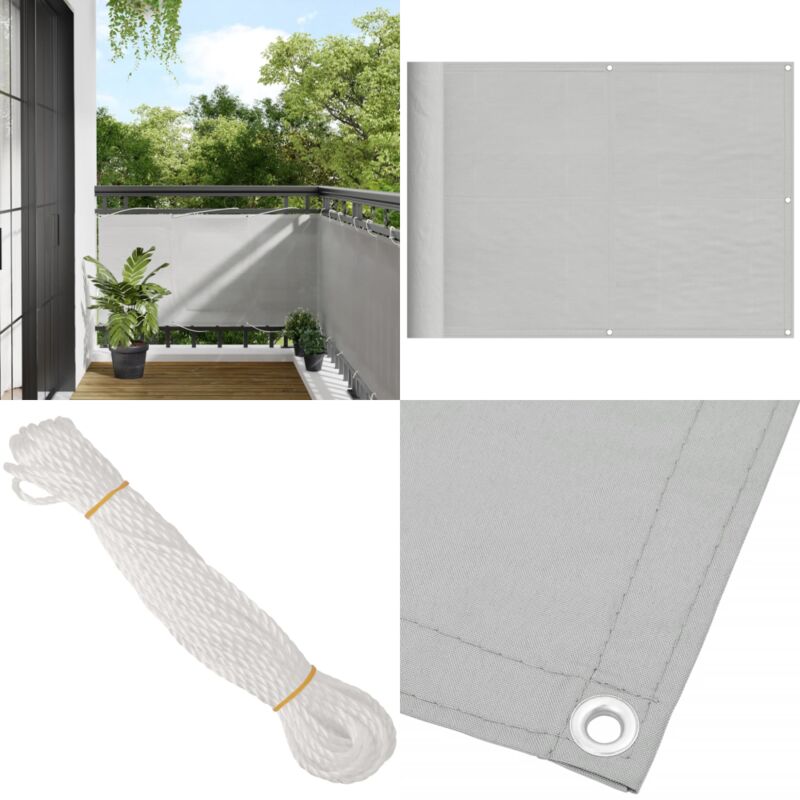 Balkon-Sichtschutz Hellgrau 75x300 cm 100 % Polyester-Oxford - Balkon Sichtschutz - Privatsphäre Schützen - Windschutz - Staubschutz - Wasserfeste