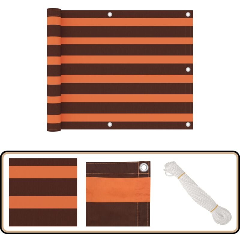 Balkon-Sichtschutz Orange und Braun 75x600 cm Oxford-Gewebe - Balkon Sichtschutz - Privatsphäre Balkon - Windschutz Balkon - Wasserfestes Gewebe - uv