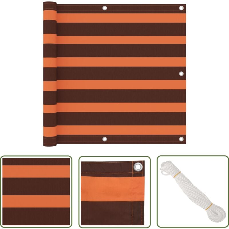 The Living Store Balkon-Sichtschutz Orange und Braun 90x300 cm Oxford-Gewebe - Balkon Sichtschutz - Windschutz - Wasserfest - uv Schutz - Oxford