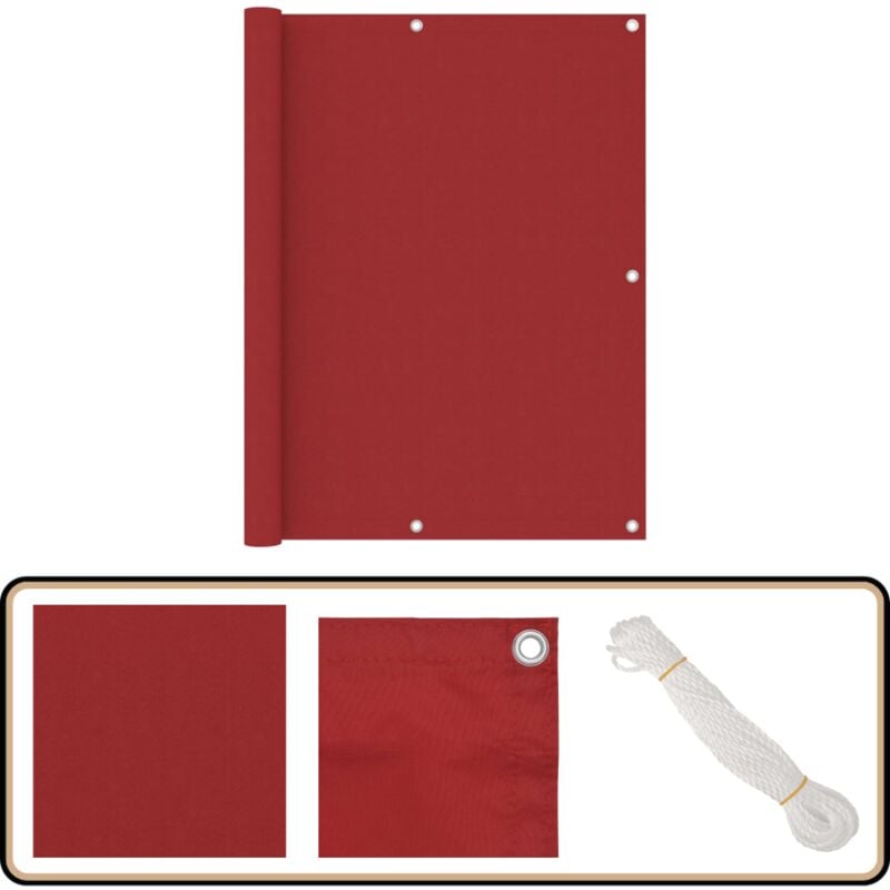 Vidaxl - Balkon-Sichtschutz Rot 120x600 cm Oxford-Gewebe - Balkon Sichtschutz - Windschutz Für Balkon - Privatsphäre Balkon - Wasserabweisend - uv