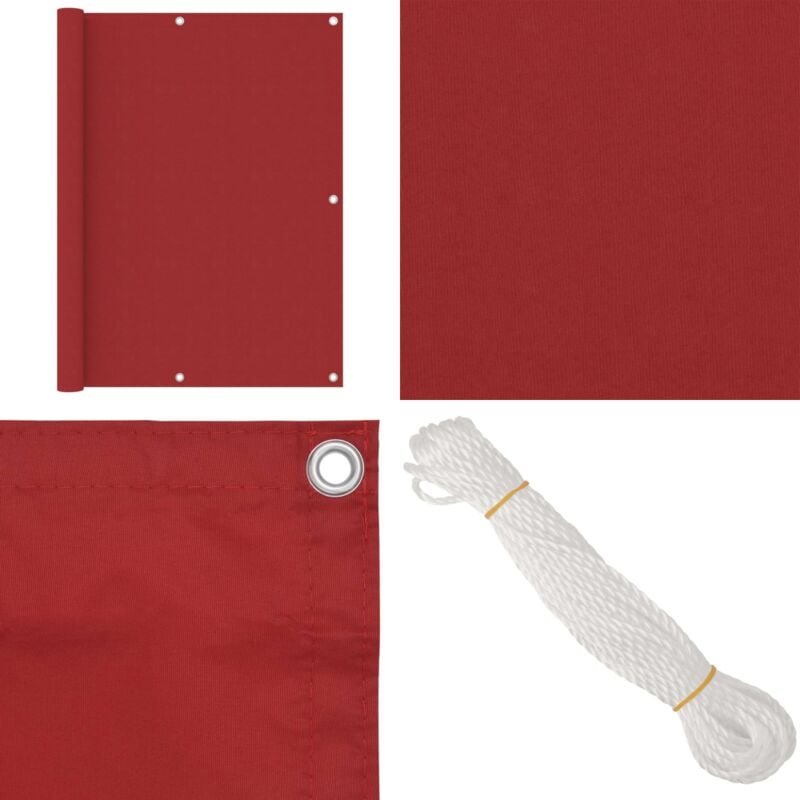 Balkon-Sichtschutz Rot 120x600 cm Oxford-Gewebe - Balkon Sichtschutz - Windschutz Für Balkon - Privatsphäre Balkon - Wasserabweisend - uv Schutz