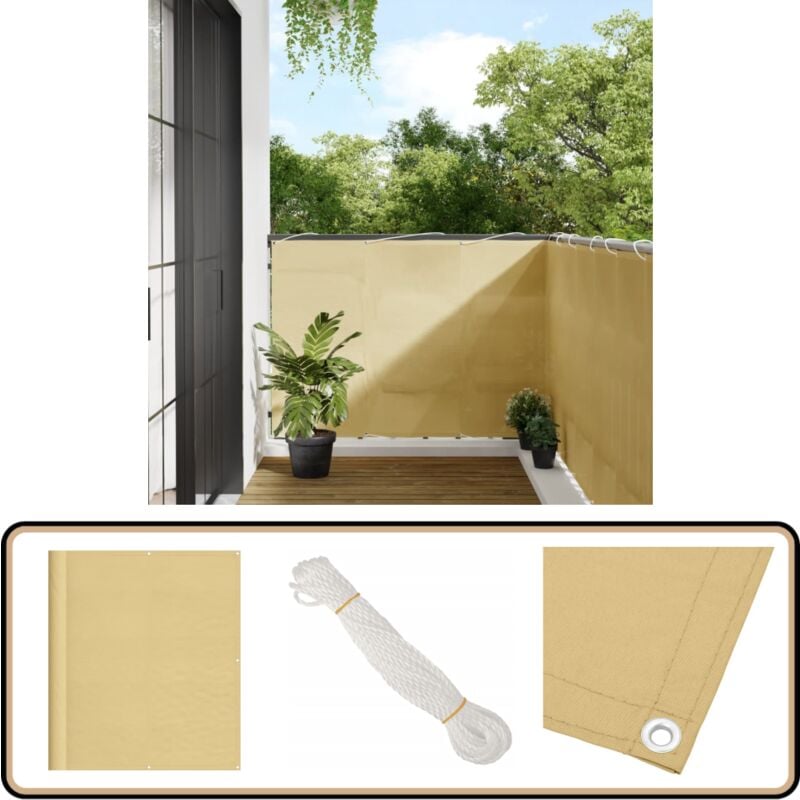 Vidaxl - Balkon-Sichtschutz Sandfarben 120x500 cm 100% Polyester-Oxford - Balkonsichtschutz - Sonnenschutz Balkon - Sichtschutzwand - Windschutz
