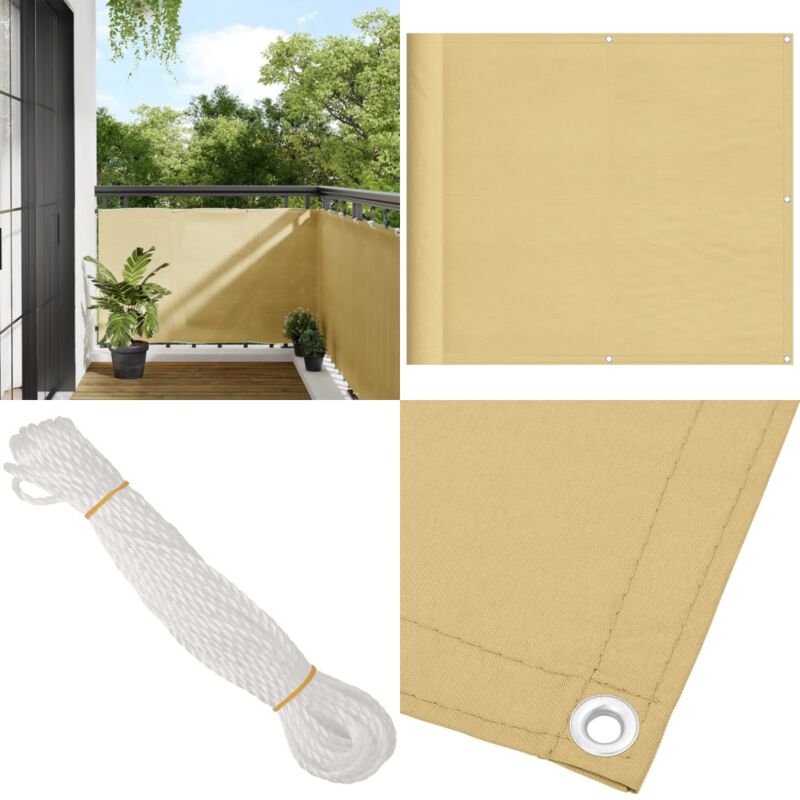 Balkon-Sichtschutz Sandfarben 90x600 cm 100% Polyester-Oxford - Balkon Sichtschutz - Sonnensegel - Windschutz - Wasserfeste Beschichtung - UV-Schutz