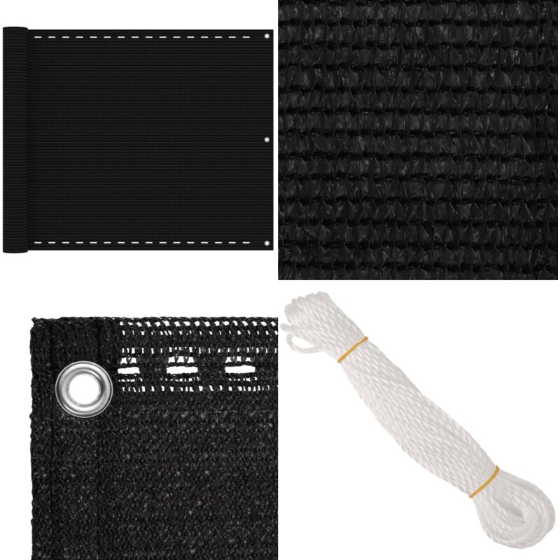 Vidaxl - Balkon-Sichtschutz Schwarz 75x400 cm hdpe - Balkon Sichtschutz - hdpe Sichtschutz - Windsichtsschutz - Sonnenenschutz Balkon - pvc