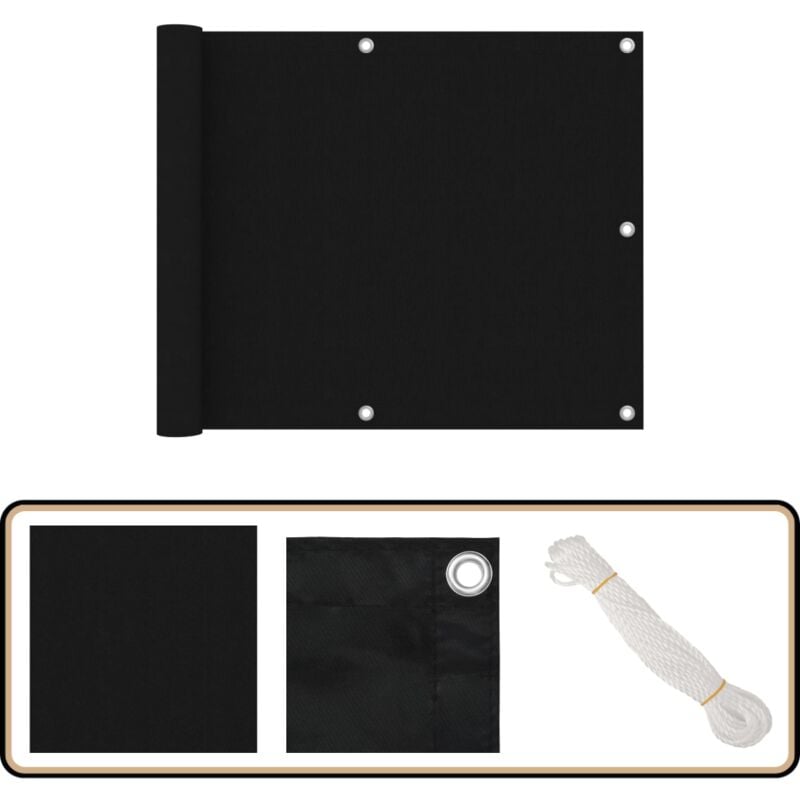 Vidaxl - Balkon-Sichtschutz Schwarz 75x400 cm Oxford-Gewebe - Balkon Sichtschutz - Windschutz - Wasserfest - uv Schutz - Oxford Gewebe