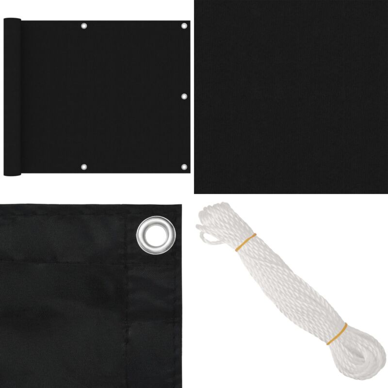 Vidaxl - Balkon-Sichtschutz Schwarz 75x400 cm Oxford-Gewebe - Balkon Sichtschutz - Windschutz - Wasserfest - uv Schutz - Oxford Gewebe - Home & Living