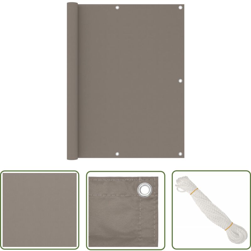 The Living Store Balkon-Sichtschutz Taupe 120x400 cm Oxford-Gewebe - Balkon Sichtschutz - Privatsphäre Im Freien - Windschutz - Wasserfest - uv Schutz
